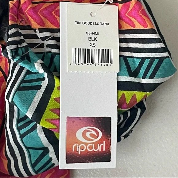 RIPCURL TIKI GODDESS TANK TOP BLACK STRAPPY BACK EXTRA SMALL - Picture 5 of 10